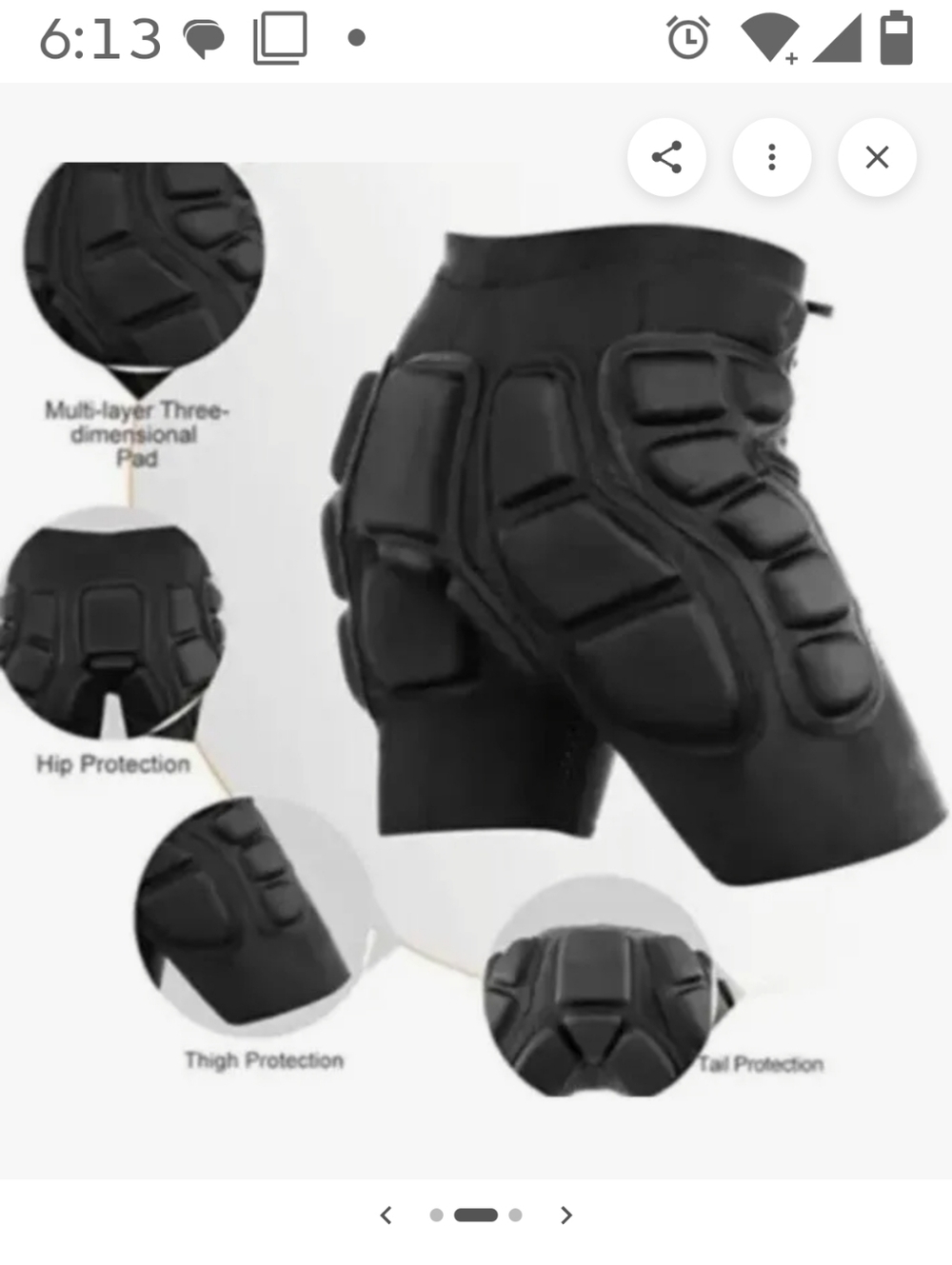 Frelaxy 3D Protective Padded Shorts in Black-size Large